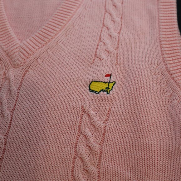 Vintage Slazenger Augusta National Golf Shop Sweater Vest Pink Cotton Size XL - Picture 4 of 7